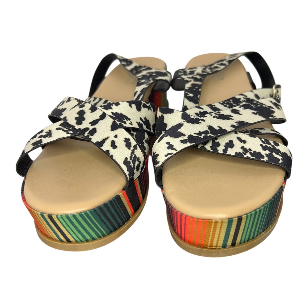 Crazy Train Womens Cow Cute Wedges Cow Print Serape Striped Platform Sandals 11 - Picture 5 of 9